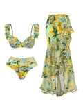 Lemon Print Ruffle Bikini Set