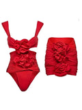 Floral Appliqué Swimsuit Set