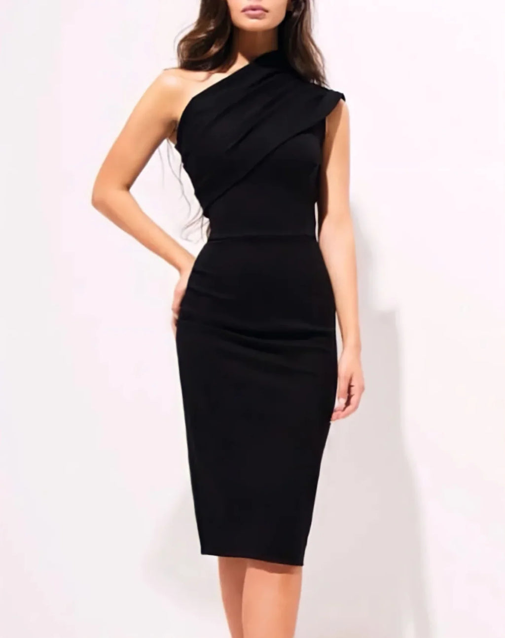 Vestido Midi Nashville de Um Ombro Só