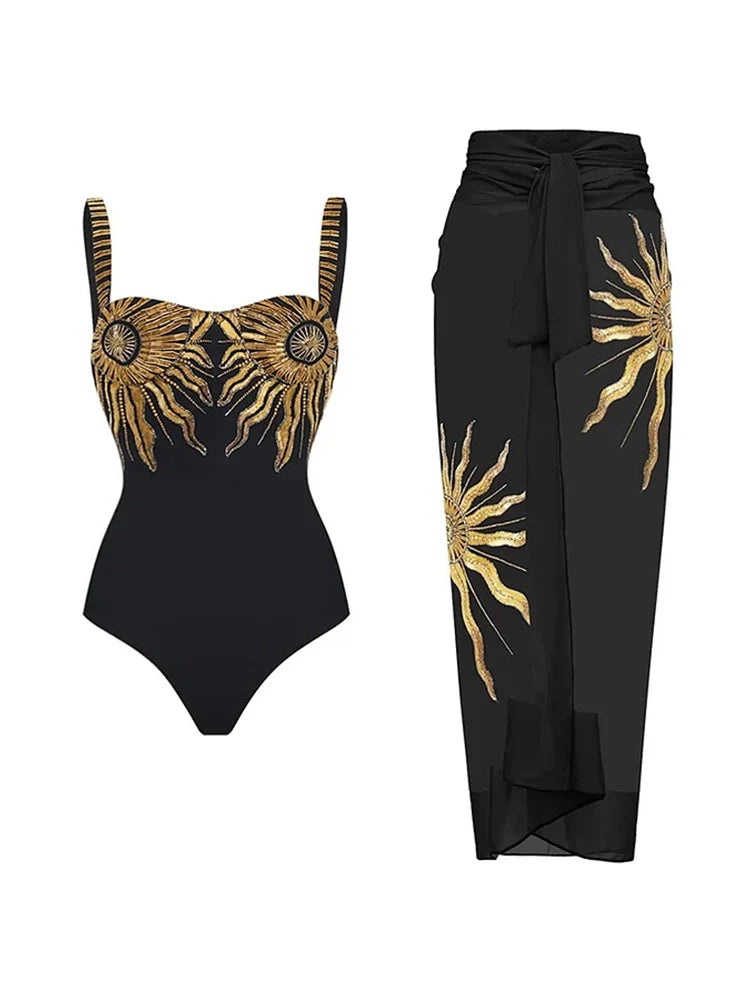 Sequin Sunflower One-Piece Swimsuit